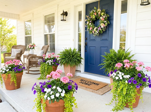 Full Spring Makeover β a stunning full-porch spring transformation with layered floral styling